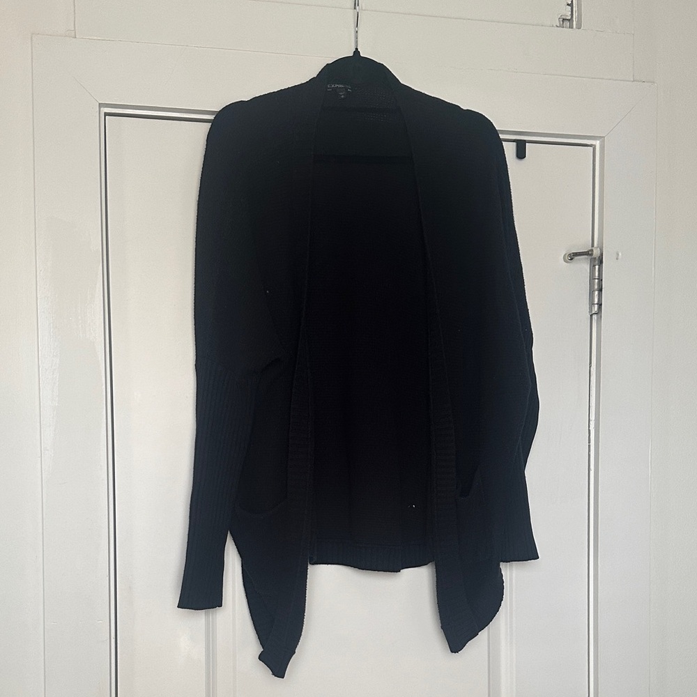 Express Black Open-Front Knit Cardigan Sweater
